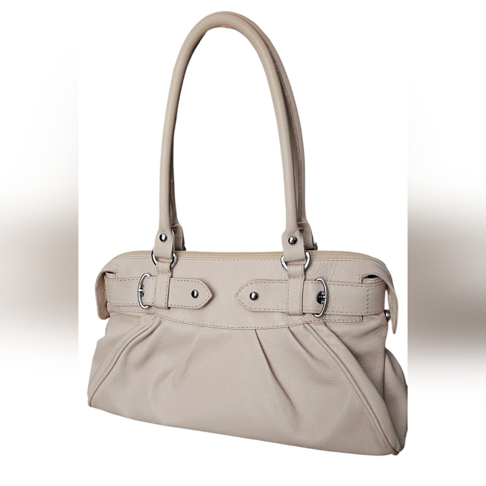Naturalizer - Pastel Pale Pink Buckled Baguette Strapped Leather Bag Purse.​​